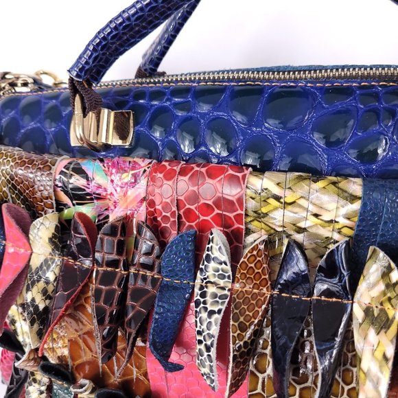 Multi-Colored Faux Leather Snakeskin Pattern Handbag Shoulder Boho Bag Purse - Picture 9 of 16